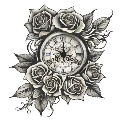 Clock And Roses