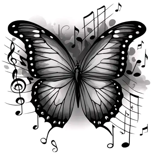Butterfly And Music Notes