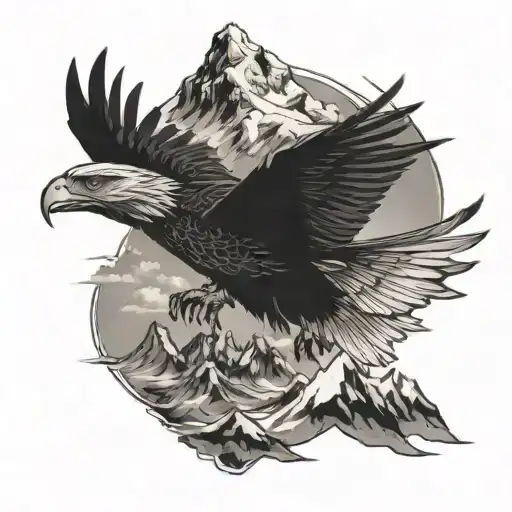 Gothic Eagle Flying Over Everest Landscape Created