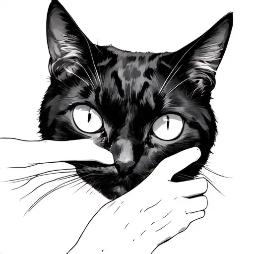 Guy And His Black Cat Look A The Moon