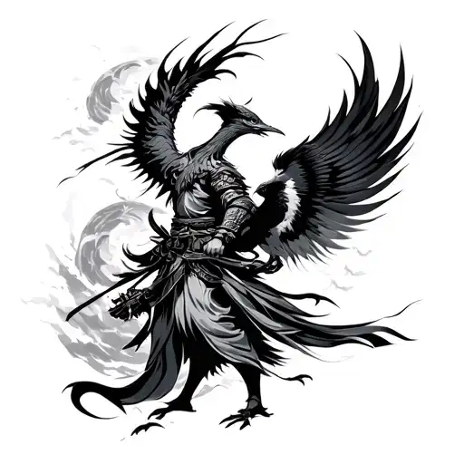 Samurai And Phoenix That Carries