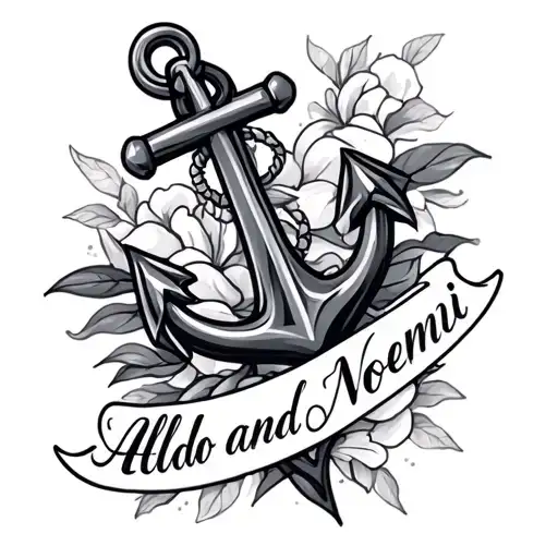 Design A Tattoo With Anchor And The Name Aldo And Noemi Included