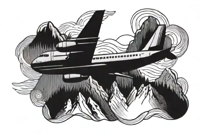 Airplane Flying Over A Mountain