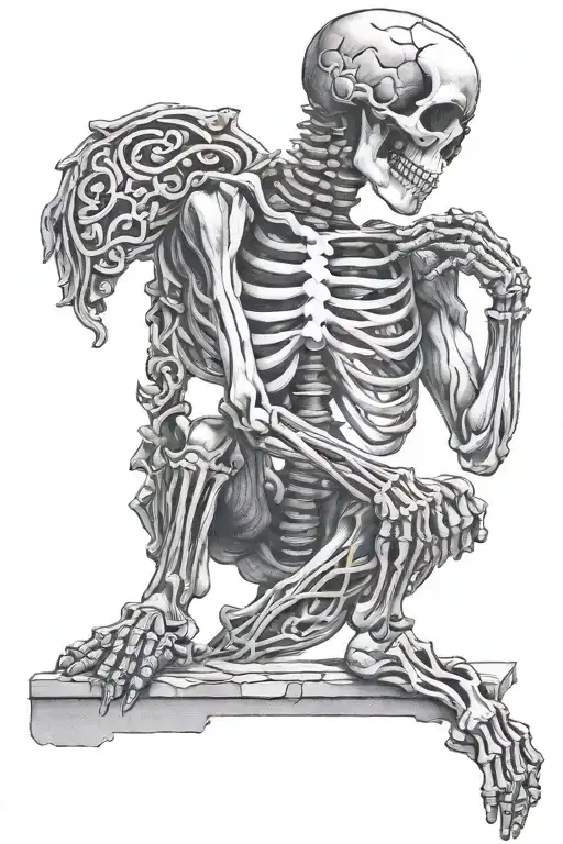 Skeleton As Gay Greek Statue