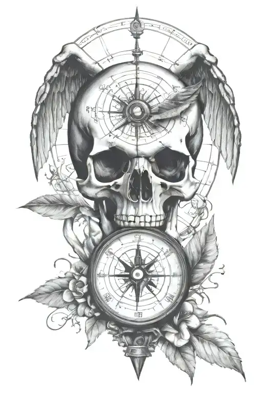 Human Hand And Skull Anatomy Sundial Compass Design