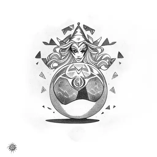 Mystical Witch Holding A Crystal Ball