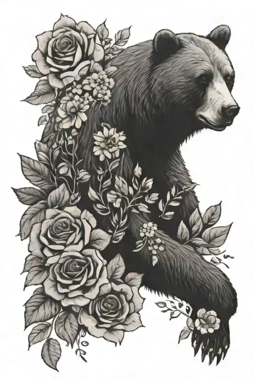 Floral Sleeve With Bear