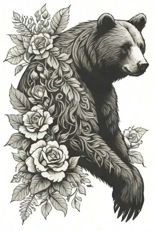 Floral Sleeve With Bear