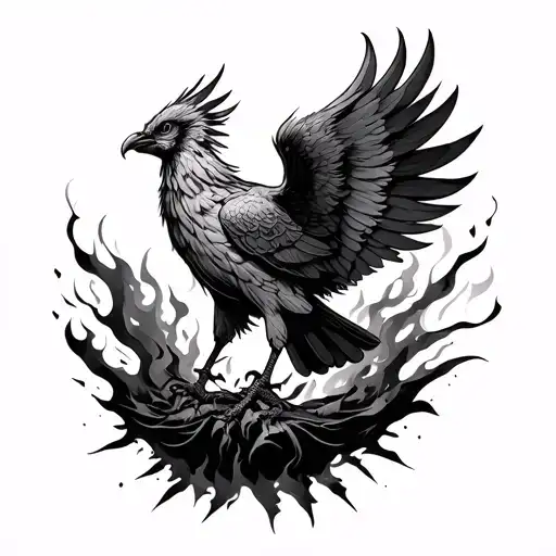 Phoenix Bird Rising From Ashes