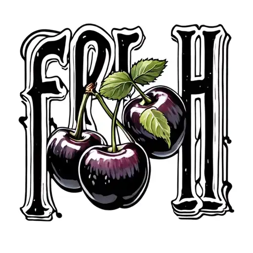 Word Fresh With Two Cherries Intertwined