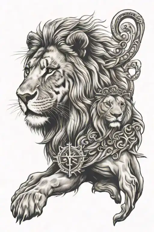 Christian With Lion With Cross