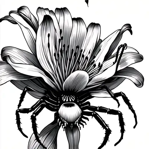 Centipede Wrapped Around A Spider Lily Flower