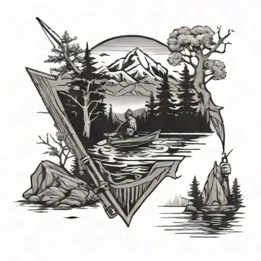 Fishing With Trees And Mountains