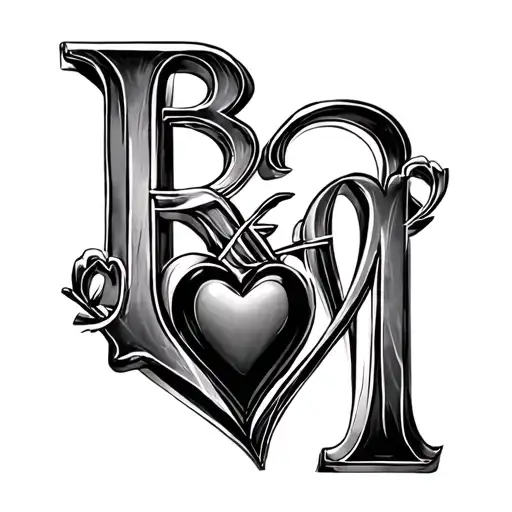 B&m Letters With Heart Symbolizing Love