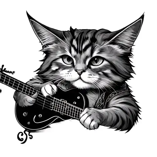 A Vikingo Cat Playing A Guitar