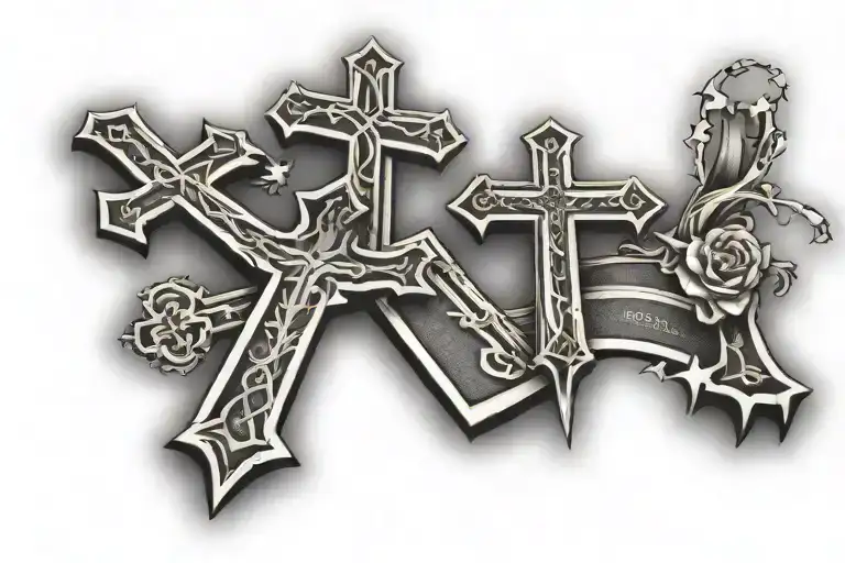 3 Crosses With A Bible Verse