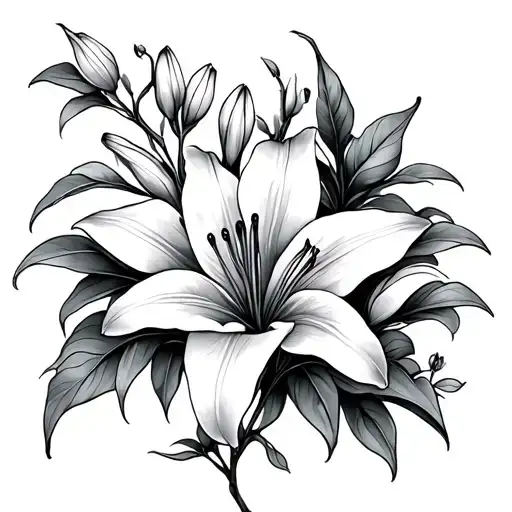 Leafy Vines With Lily Flowers