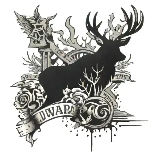 The Word 'Junkyard' And Deer And Garbage