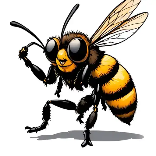 Cartoon Bee Fighting Stance