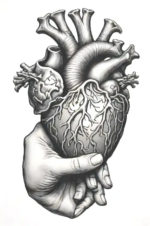 One Female Hand Squeezing Realistic Looking Heart