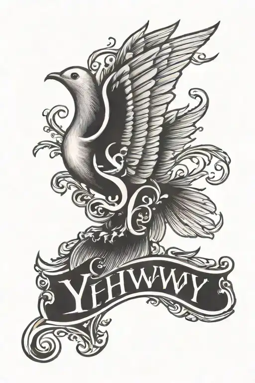 Yhwh Name With Dove On The Y