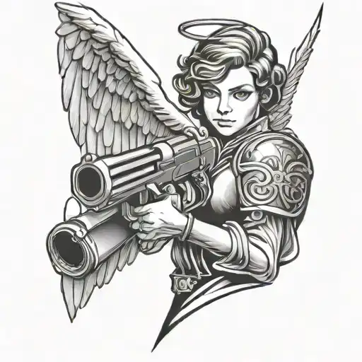 Angel Holding Gun