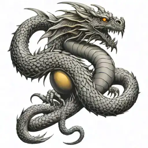 Dragon Coiled With Golden Orb