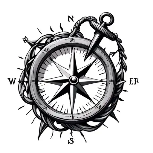 Compass With Anchor Intertwined