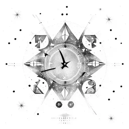 Starry Sky With Constellations Forming Clock Hands