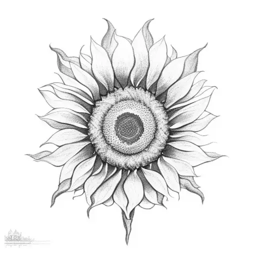 A Black And Grey Sketch Of A Sunflower Symbolizing Peace And Love