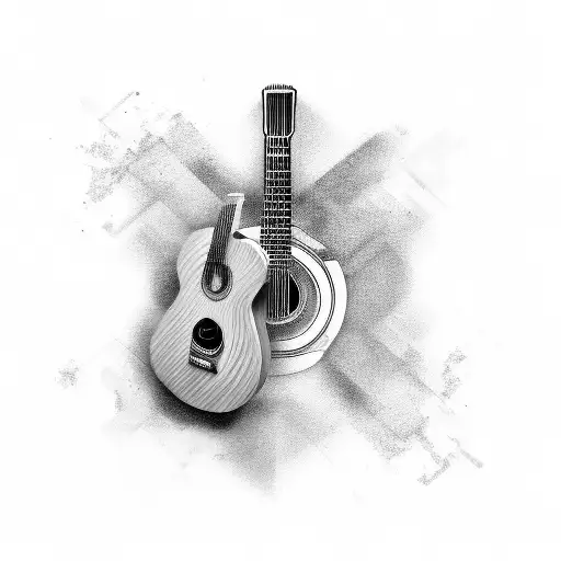 Acousitc Guitar With Piano Keys Wrapping Around