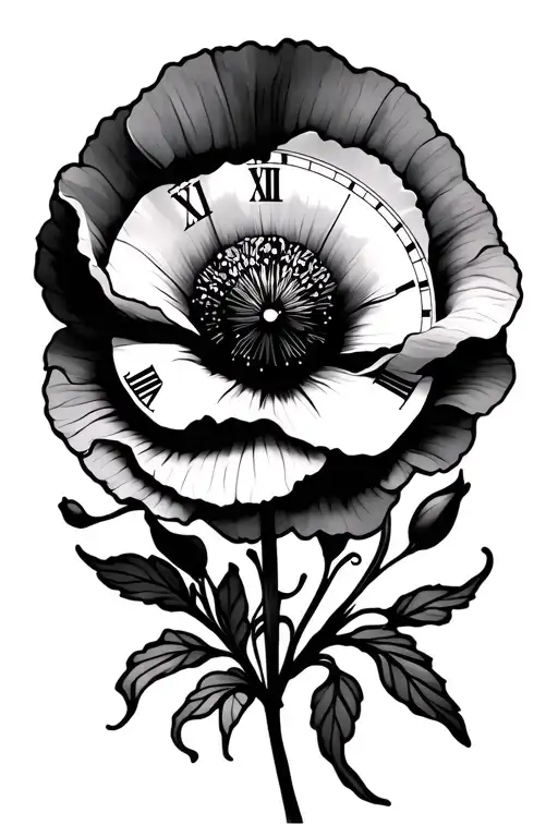 Nordic Style With Poppy And Clock Face