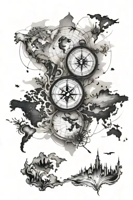 World Map Compass