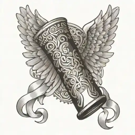 An Ancient Scroll With Intricate Angel Wings And Kickboxing Gloves