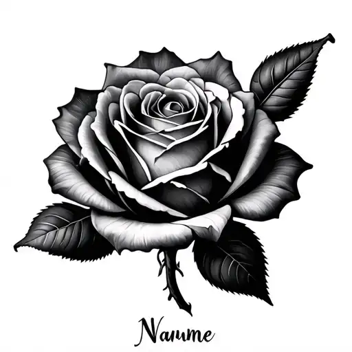 Minimalist Rose With Name In Stem