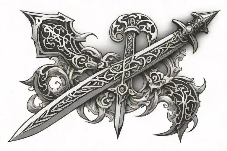 Black Sword Rune Style Tatto