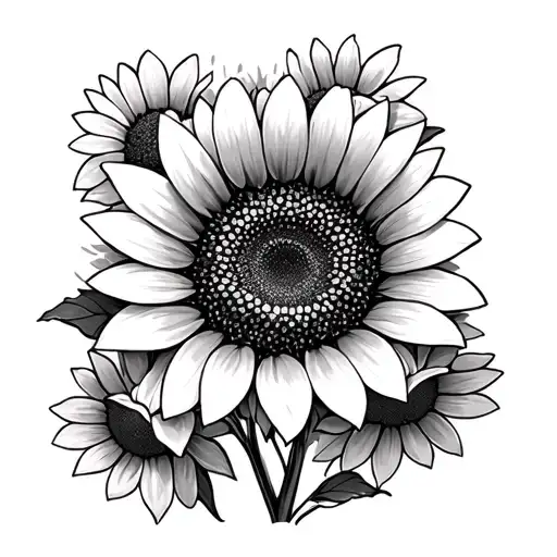 Central Sunflower With Daises Surrounding