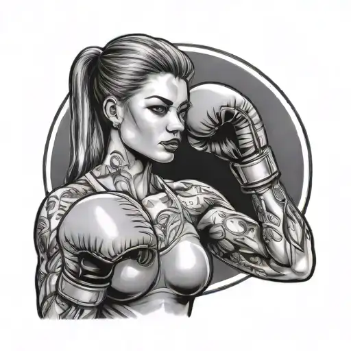 Female Fighter With Boxing Gloves