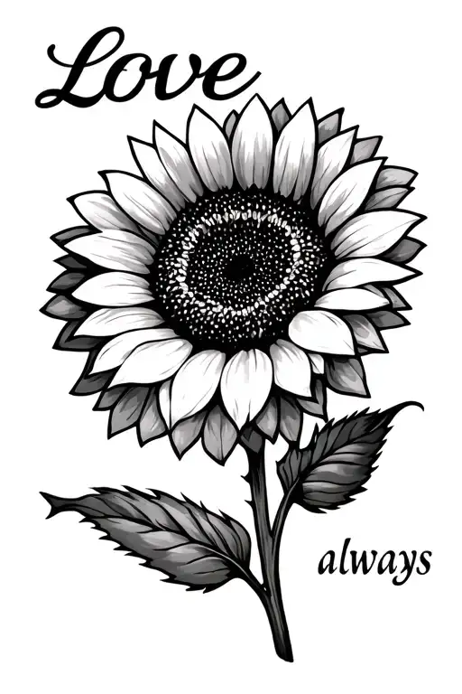 Sunflower With Stem Saying Love You Always