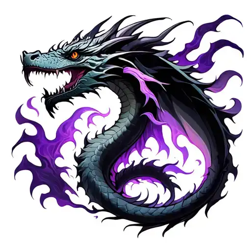 Dragon Purple Flames Mystical