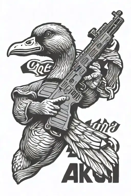 Goose Holding Ak47 Gun
