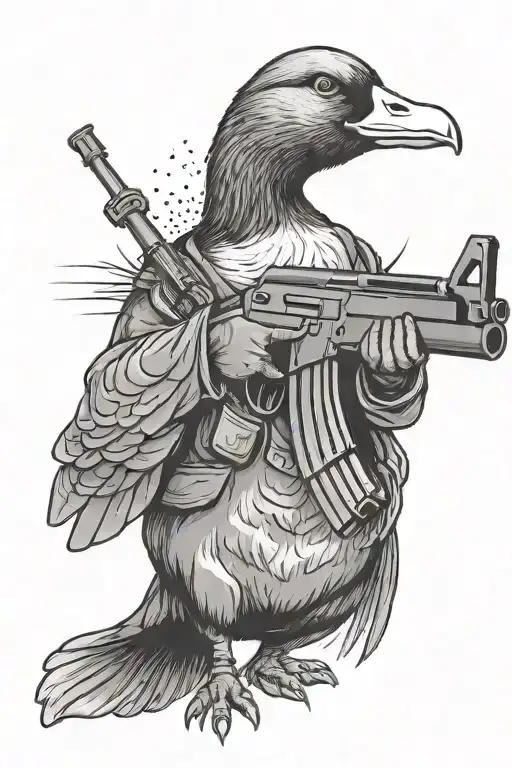 Goose Holding Ak47 Gun