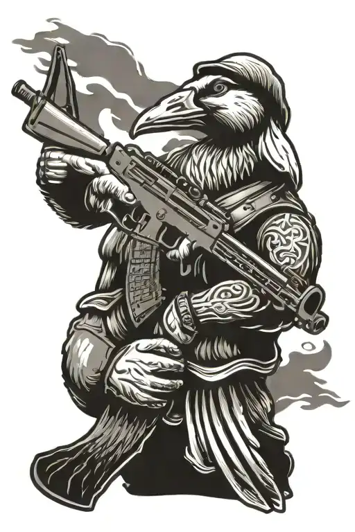 Goose Holding Ak47 Gun
