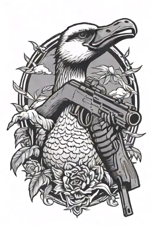 Goose Holding Ak47 Gun