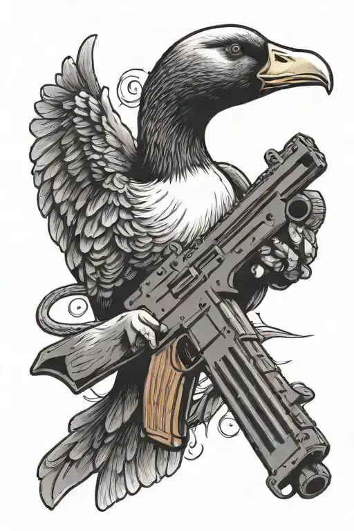 Goose Holding Ak47 Gun
