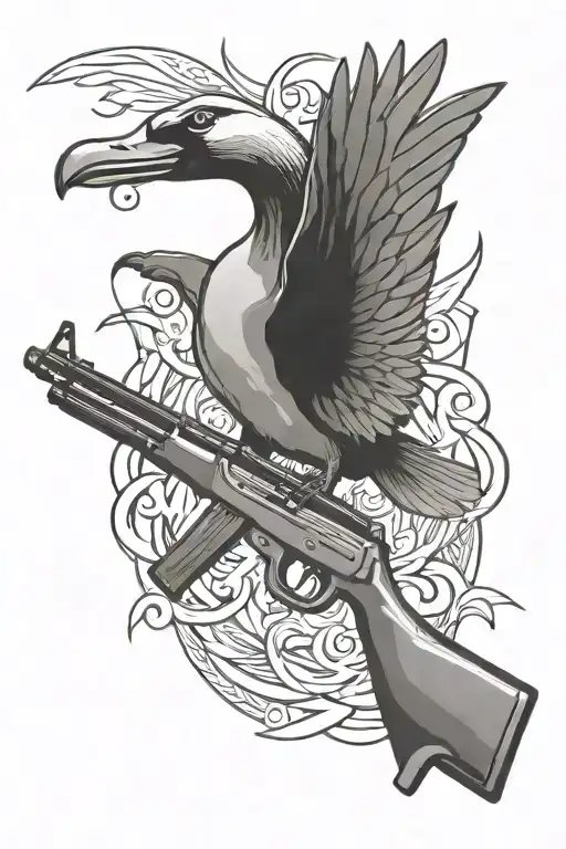 Goose Holding Ak47 Gun