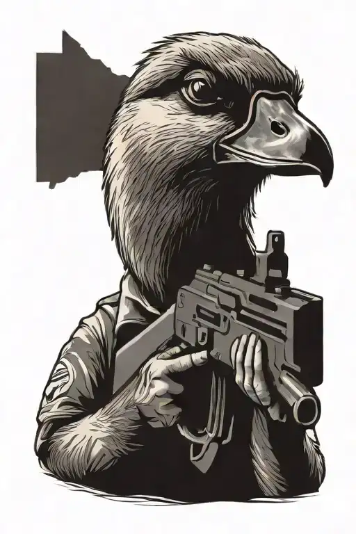 Goose Holding Ak47 Gun