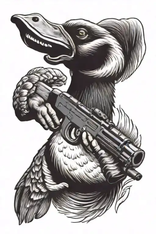 Goose Holding Ak47 Gun