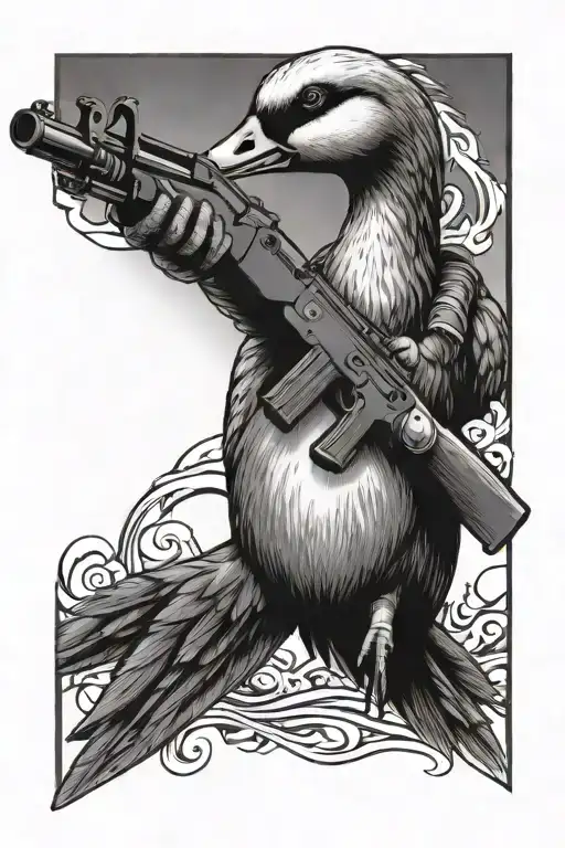 Goose Holding Ak47 Gun