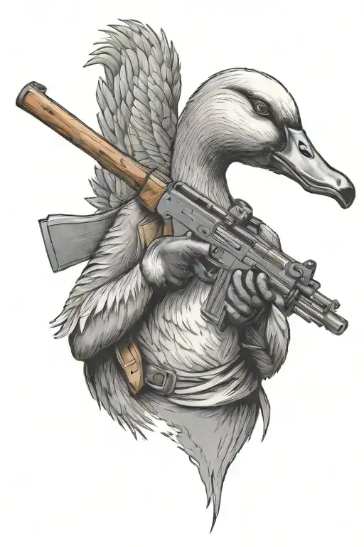 Goose Holding Ak47 Gun